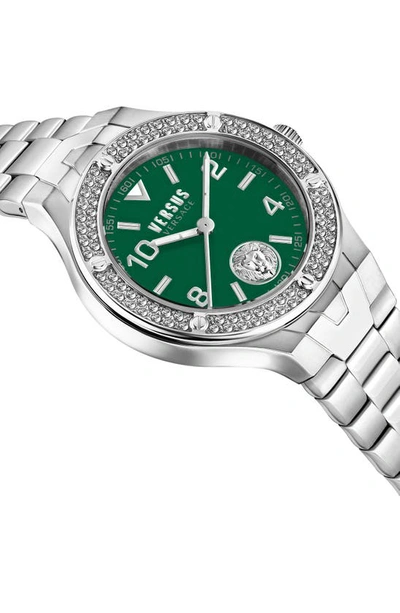 Shop Versus Vittoria Crystal Bracelet Watch, 38mm In Stainless Steel/ Green