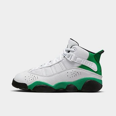 Shop Nike Jordan Little Kids' Air 6 Rings Basketball Shoes In White/lucky Green/black