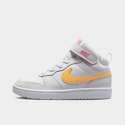 Shop Nike Little Kids' Court Borough Mid 2 Casual Shoes In Summit White/coral Chalk/white/topaz Gold