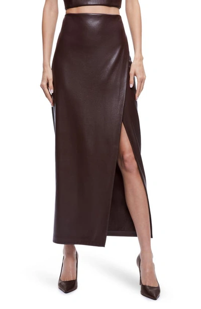 Shop Alice And Olivia Siobhan Faux Leather Skirt In Toffee
