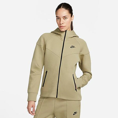 Shop Nike Women's Sportswear Tech Fleece Windrunner Full-zip Hoodie In Neutral Olive/black