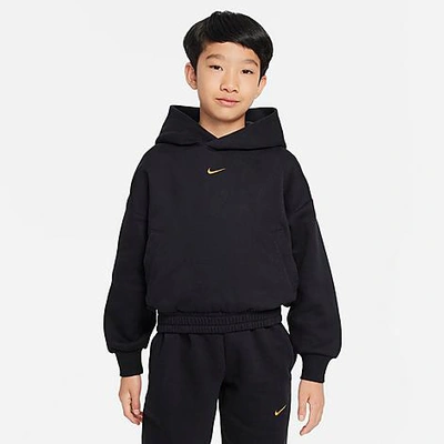Shop Nike Kids' Culture Of Basketball Oversized Pullover Basketball Hoodie In Black/bronzine