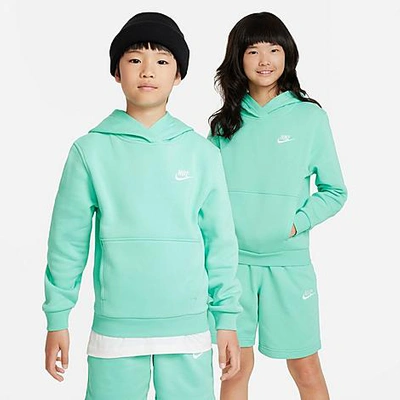 Shop Nike Kids' Sportswear Club Fleece Pullover Hoodie In Emerald Rise/white