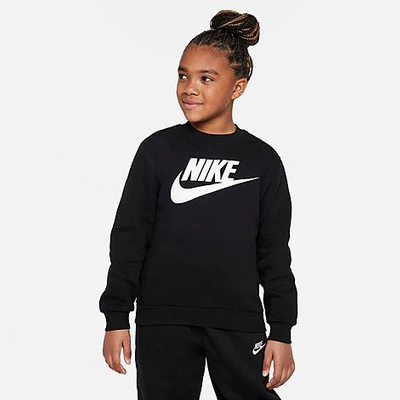 Shop Nike Kids' Sportswear Club Fleece Crewneck Sweatshirt In Black/white