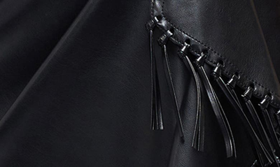Shop Simkhai Carlee Fringe Detail Faux Leather Dress In Black