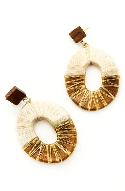 Shop Panacea Wrapped Oval Drop Earrings In Brown
