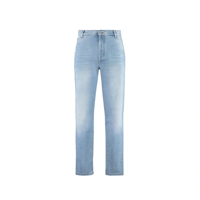 Shop Balmain Cropped Straight Jeans In Blue