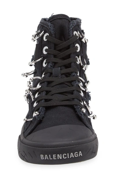 Shop Balenciaga Paris Pierced High Top Sneaker In Black