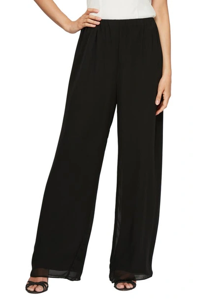 Shop Alex Evenings Chiffon Palazzo Pants In Black