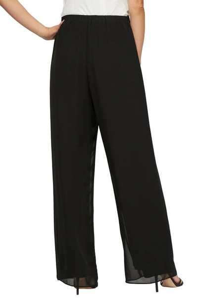 Alex Evenings Silky Chiffon Basic Pant Dress In Black