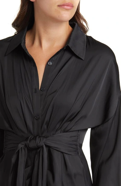 Shop Steve Madden Sula Long Sleeve Shirtdress In Black