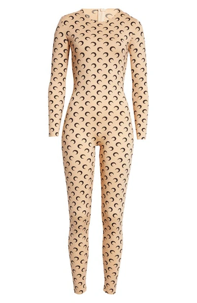 Shop Marine Serre Moon Print Recycled Jersey Catsuit In Pink