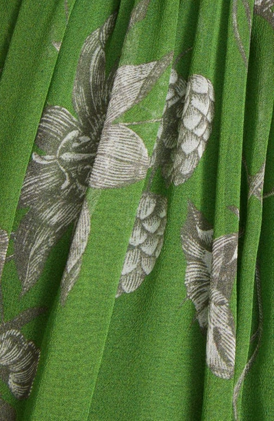 Shop Erdem Floral Scarf Detail Silk Georgette Dress In Ophelia Vine Clover