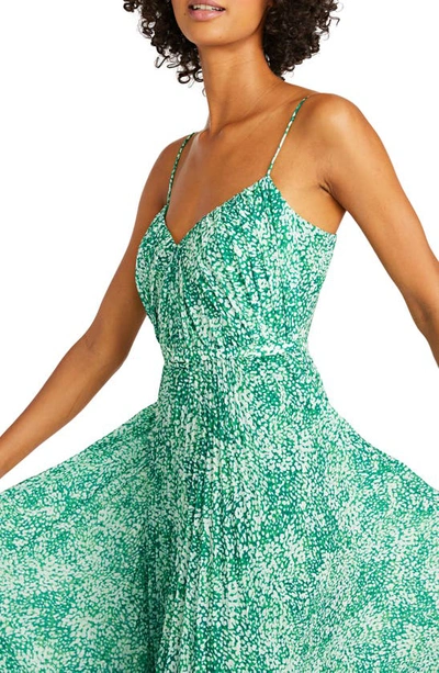 Shop ml Monique Lhuillier Sylvia Pleated Chiffon Gown In Spotted Jade