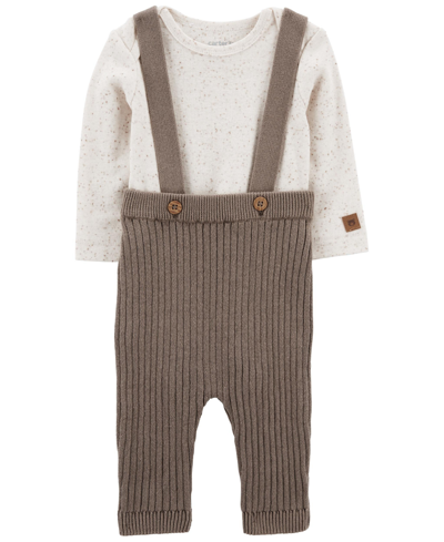 Shop Carter's Baby Boys And Baby Girls Bodysuit And Sweater Coveralls, 2 Piece Set In Gray