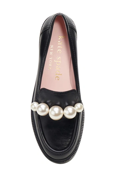 Shop Kate Spade Posh Imitation Pearl Loafer In Black