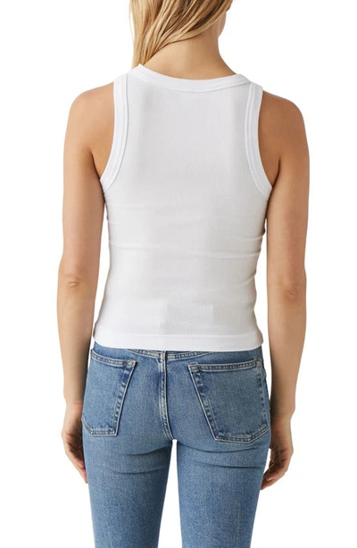 Michael Stars Halley Ribbed Tank With Ruching In White In White