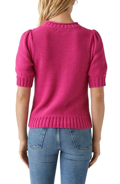 Shop Michael Stars Astrid Puff Sleeve Cotton Blend Sweater In Voltage