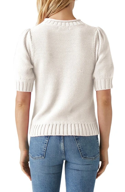Shop Michael Stars Astrid Puff Sleeve Cotton Blend Sweater In Ivory