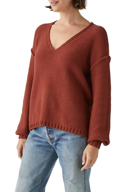 Shop Michael Stars Kendra Relaxed Cotton Blend Sweater In Pecan