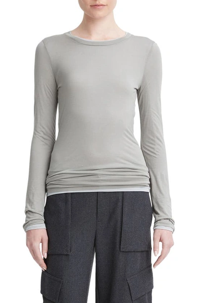 Shop Vince Long Sleeve T-shirt In Medium Grey Combo