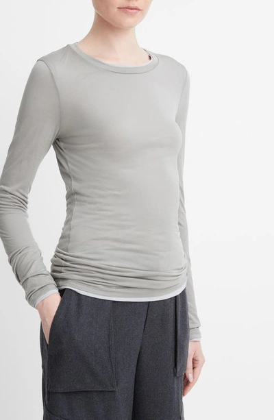 Shop Vince Long Sleeve T-shirt In Medium Grey Combo