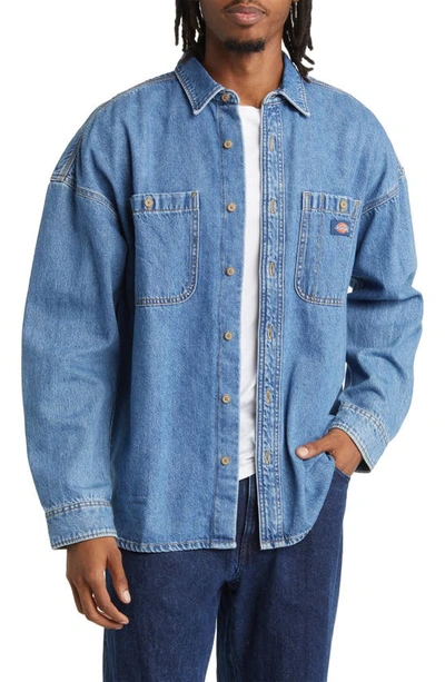 Shop Dickies Houston Chambray Button-up Shirt In Classic Blue