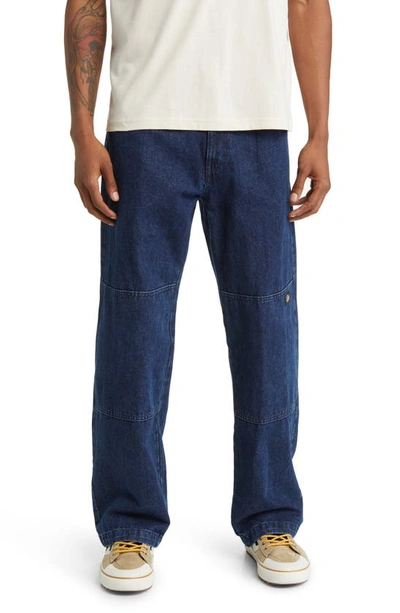 Dickies Loose Fit Double Layer Knee Straight Leg Jeans In Stonewashed Indigo Blue