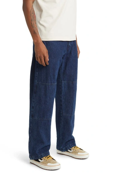 Dickies Loose Fit Double Layer Knee Straight Leg Jeans In Stonewashed Indigo Blue