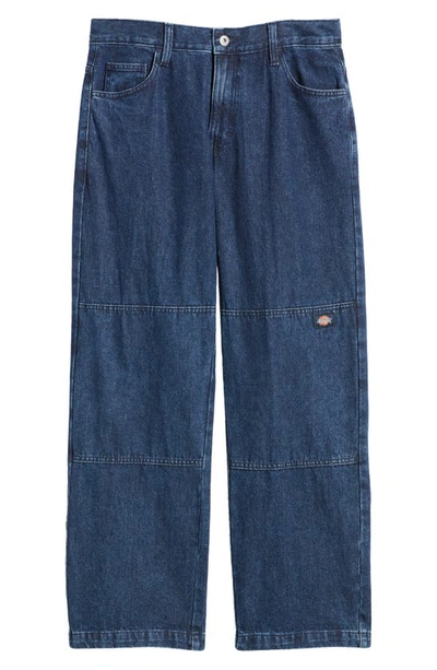 Dickies Loose Fit Double Layer Knee Straight Leg Jeans In Stonewashed Indigo Blue