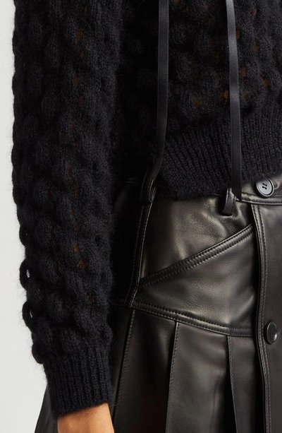 Shop Simone Rocha Bubble Knit Mohair & Wool Blend Cardigan In Black/ Black