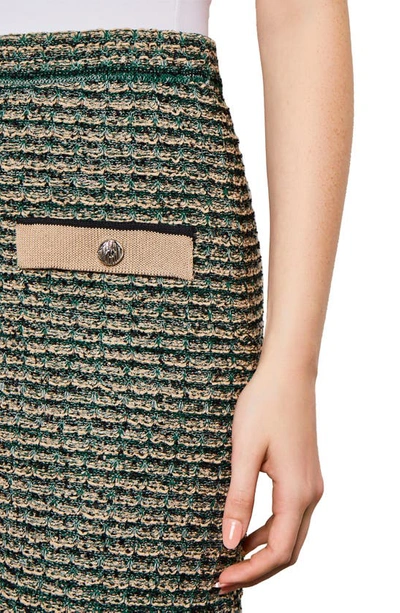 Shop Ming Wang Contrast Detail Tweed Pencil Skirt In Jw Grn/ Multi