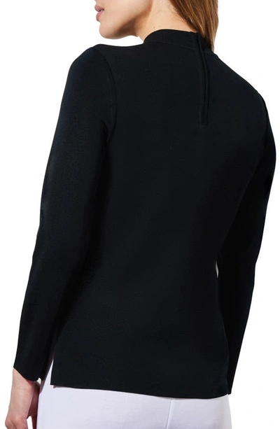 Shop Ming Wang Mock Neck Knit Tunic Top In Black