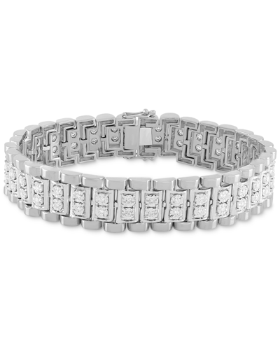 Macy's Men's Diamond Link Bracelet (1 Ct. T.w.) In Sterling Silver & 14k Gold-plate Or Sterling Silver