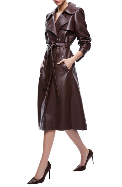 Shop Alice And Olivia Elicia Faux Leather Trench Coat In Toffee