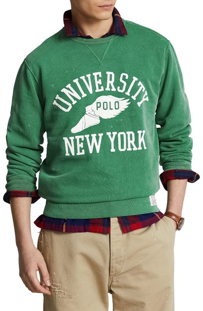 Shop Polo Ralph Lauren Varsity Graphic Sweatshirt In Athletic Green