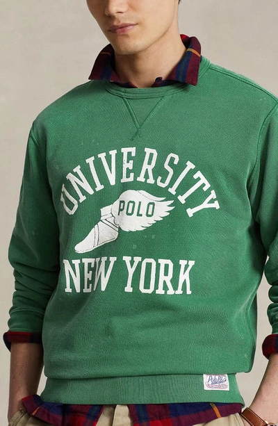 Shop Polo Ralph Lauren Varsity Graphic Sweatshirt In Athletic Green