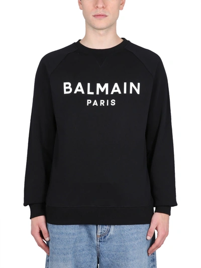 Shop Balmain Sweatshirt With Logo In Nero