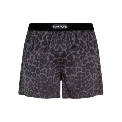 Shop Tom Ford Logo Band Printed Boxers In Black