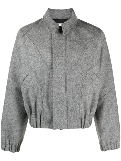 Shop Sage Nation Grey Ji Ji Wool Bomber Jacket