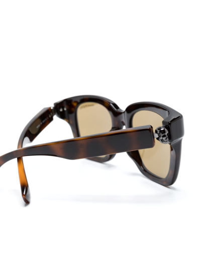 Alexander Mcqueen Tortoiseshell-effect Square-frame Sunglasses In Brown