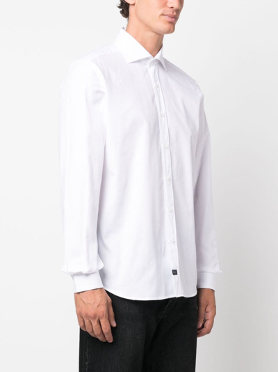 Shop Fay Spread-collar Cotton Shirt In White