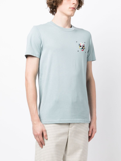 Shop Ps By Paul Smith Skull-print Cotton T-shirt In Blue