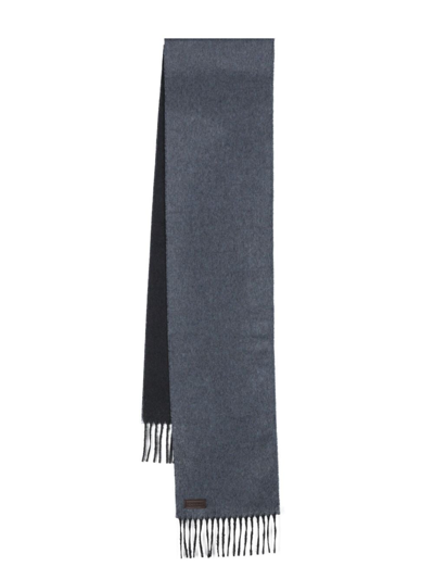 Shop Canali Fringed-edge Brushed-finish Scarf In Blue