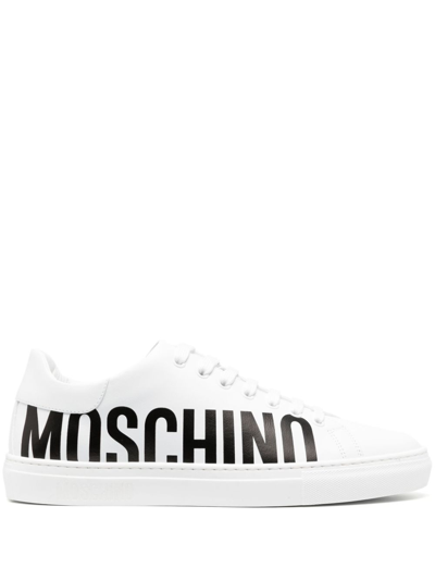Shop Moschino Serena Leather Sneakers In White