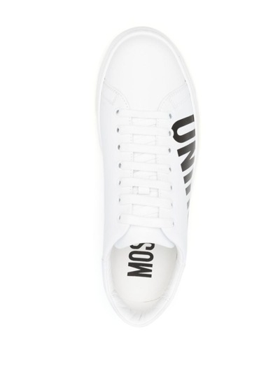 Shop Moschino Serena Leather Sneakers In White