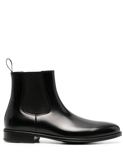 Shop Doucal's Almond-toe Leather Ankle Boots In Black