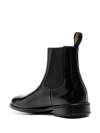 Shop Doucal's Almond-toe Leather Ankle Boots In Black