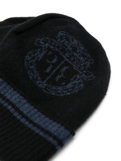 Shop Billionaire Intarsia-knit Ribbed Beanie In Black