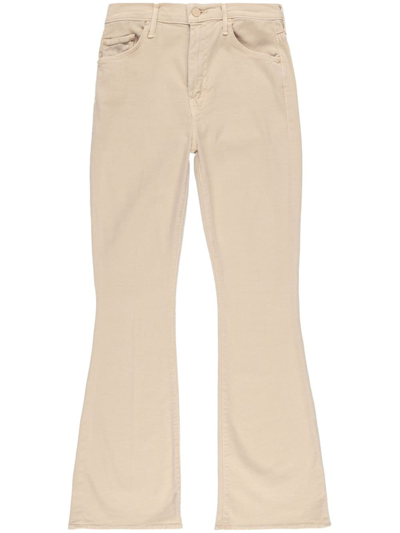 Shop Mother The Weekender Mid-rise Flared Jeans In Neutrals